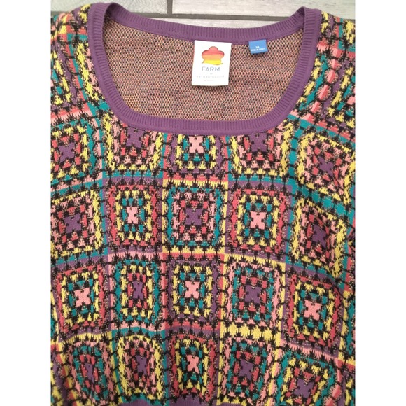 FARM Rio Anthropologie Square Neck Geometric Knit Sweater XS - Picture 3 of 8